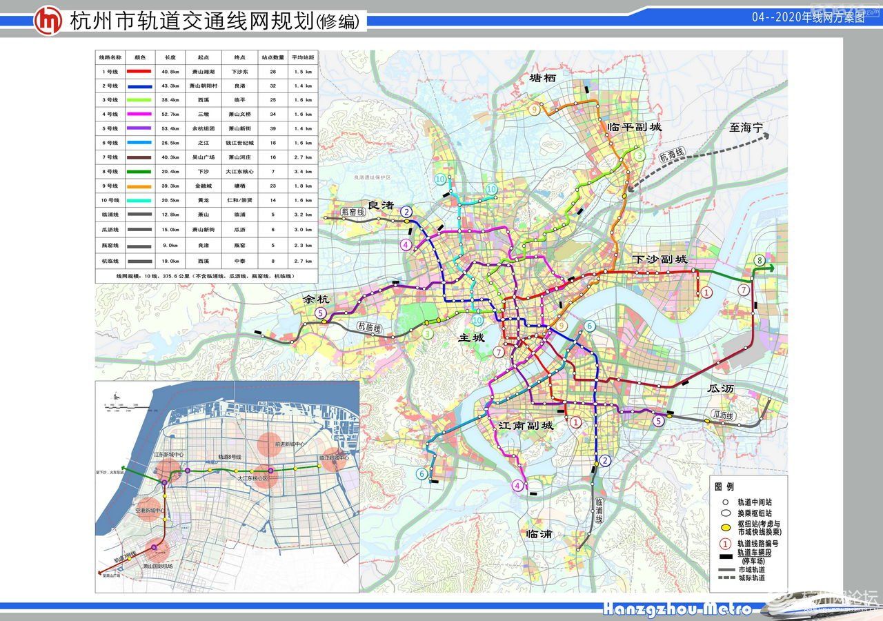 2020年前的杭州地铁规划图