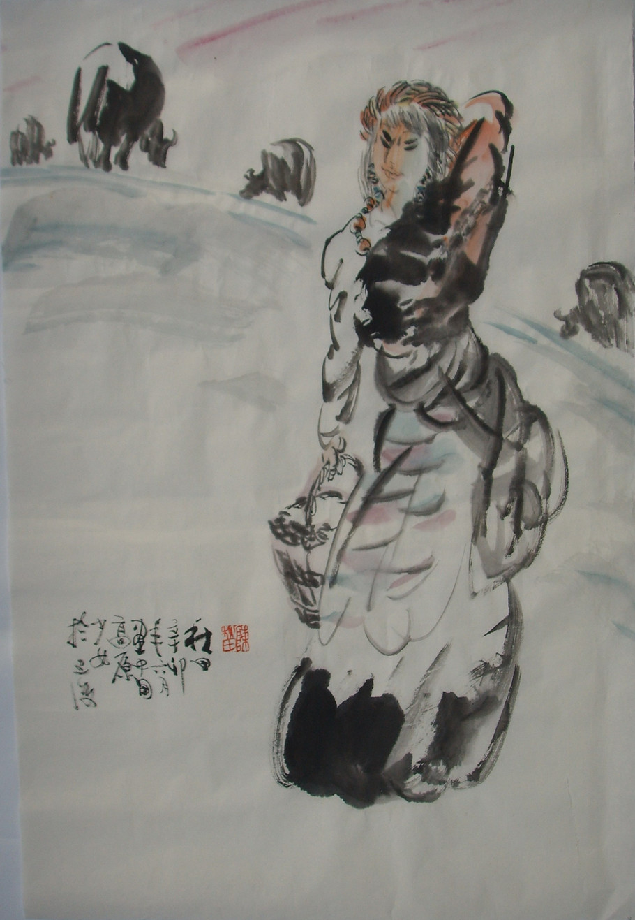 越州书画社特约画家陈秋田先生人物画精品欣赏
