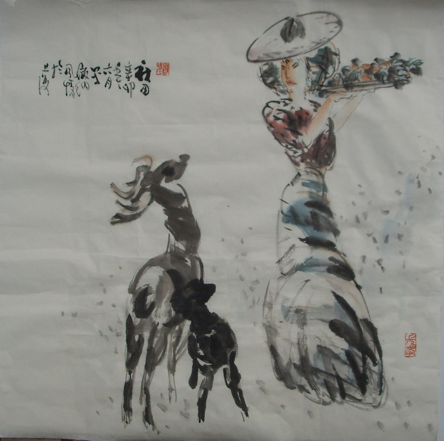 越州书画社特约画家陈秋田先生人物画精品欣赏