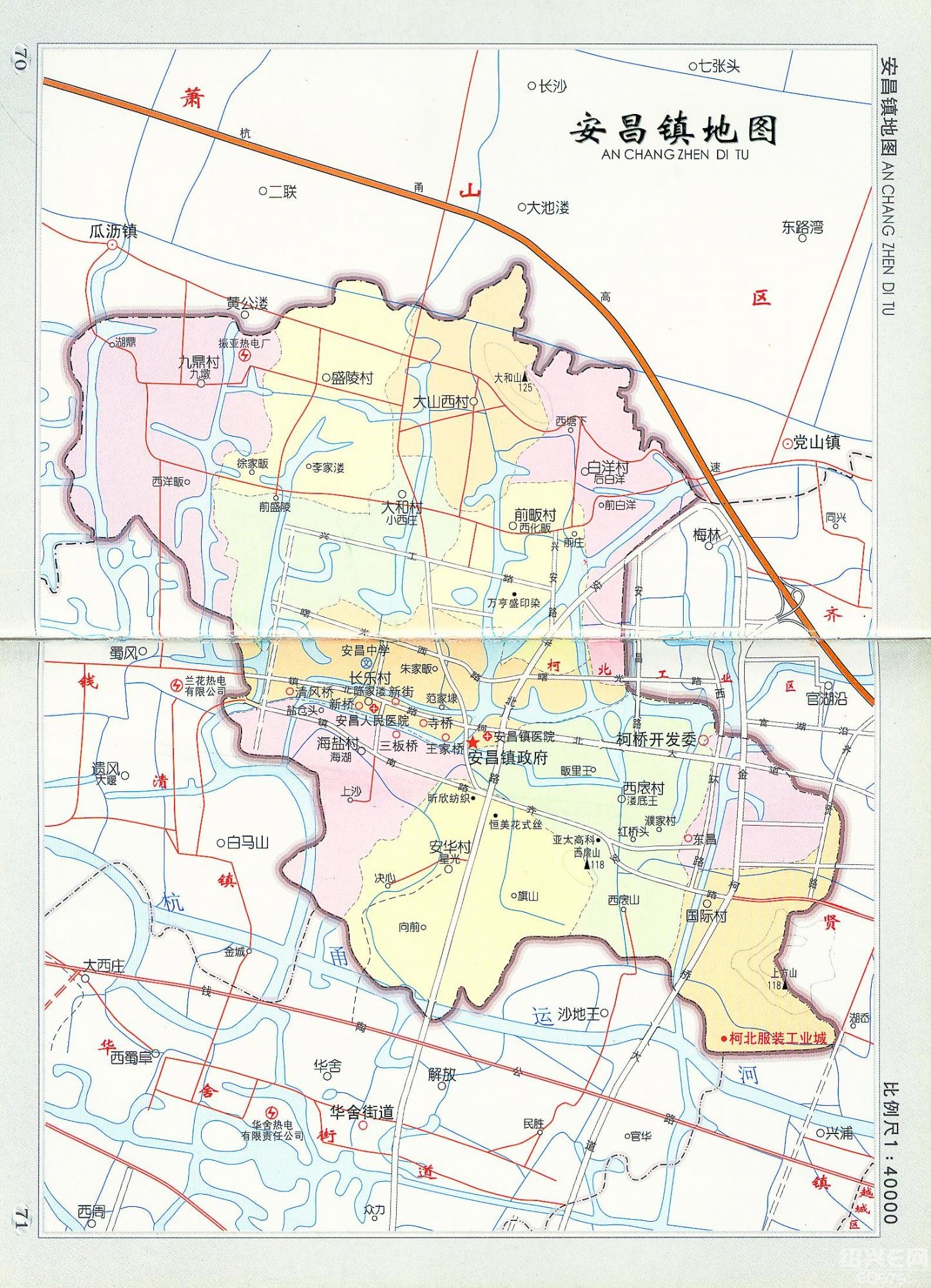 柯桥城区组成的镇街域地图
