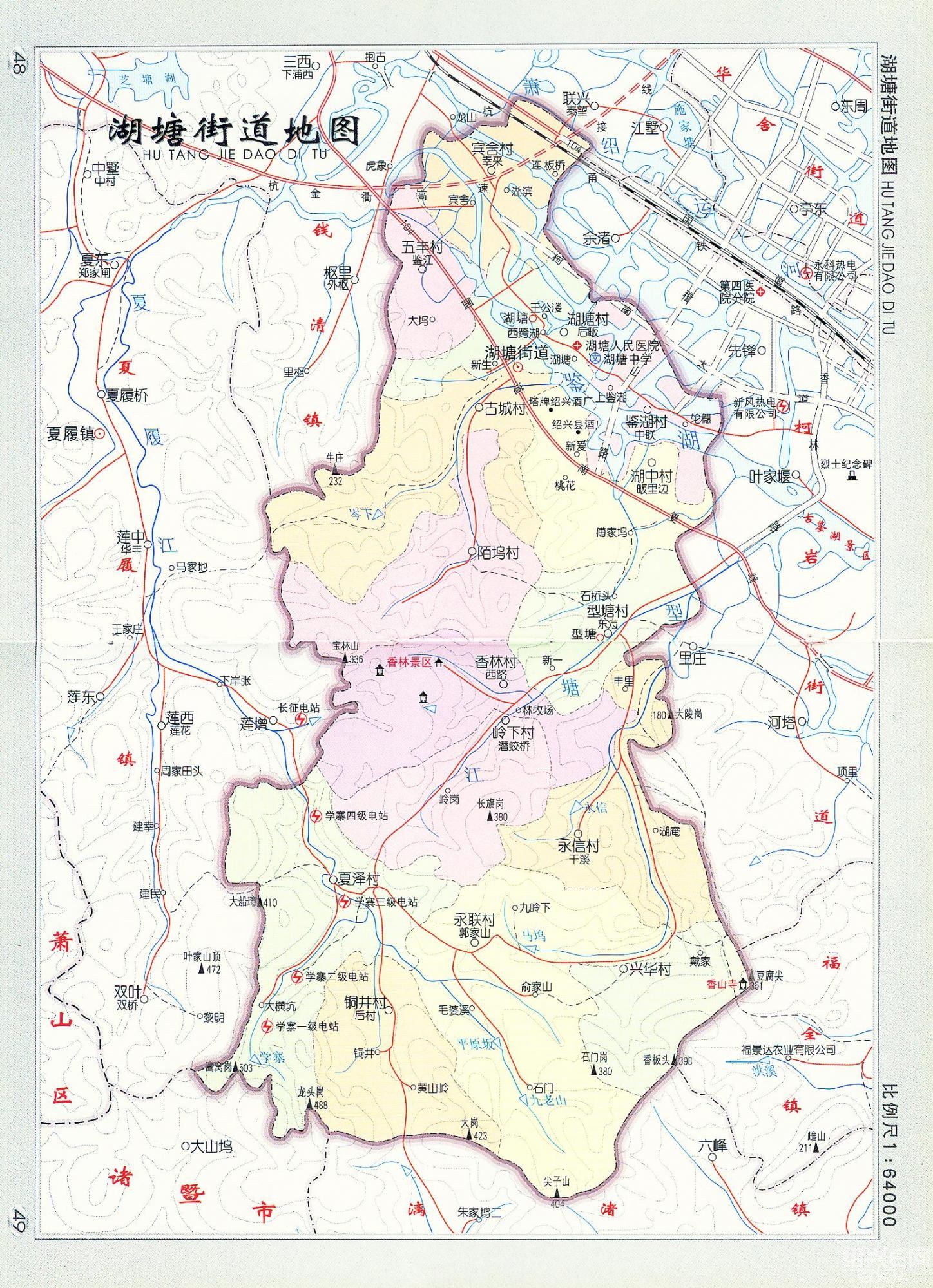 柯桥城区组成的镇街域地图