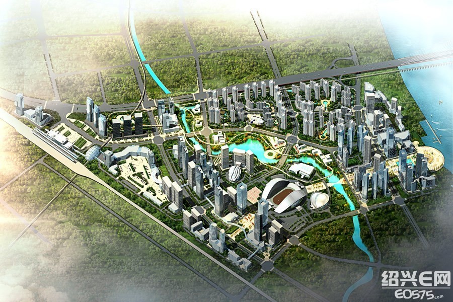 上虞区高铁新城总体规划确定:一核,两链,六区,多中心