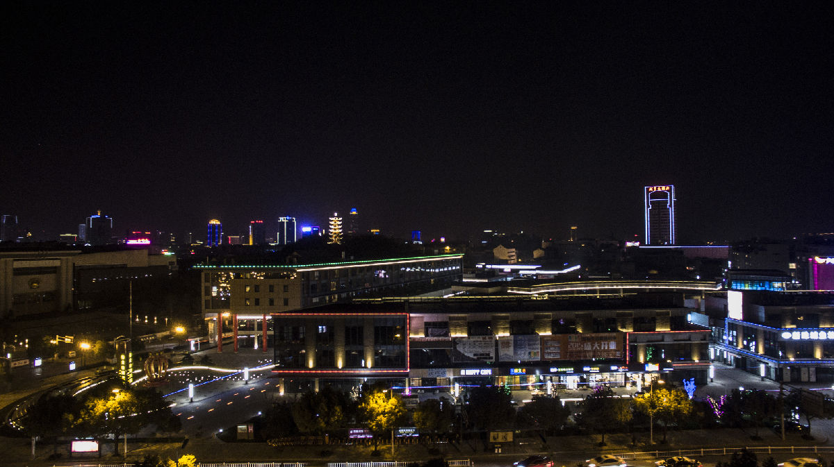 绍兴航拍金帝银泰城夜景