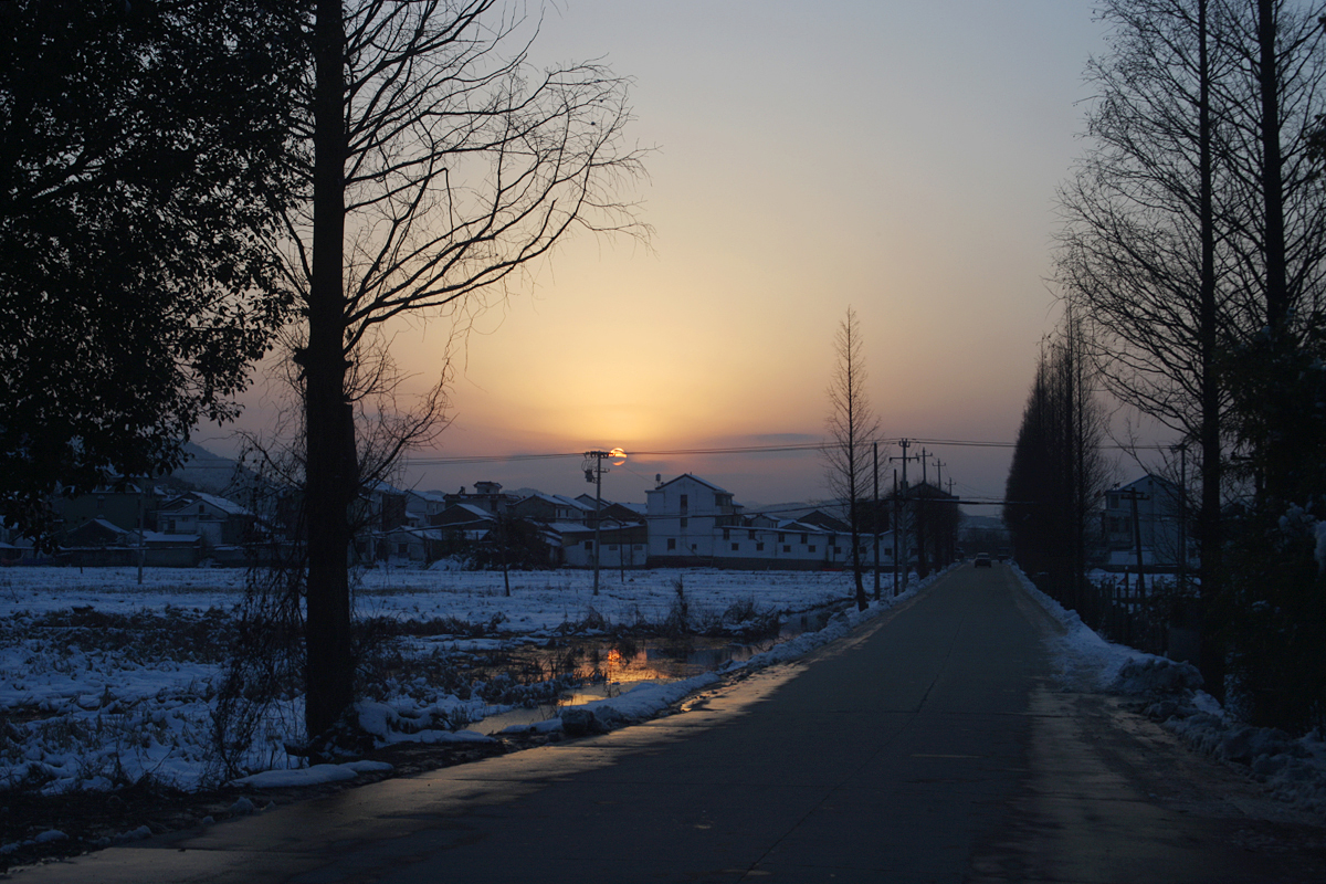 夕阳雪景