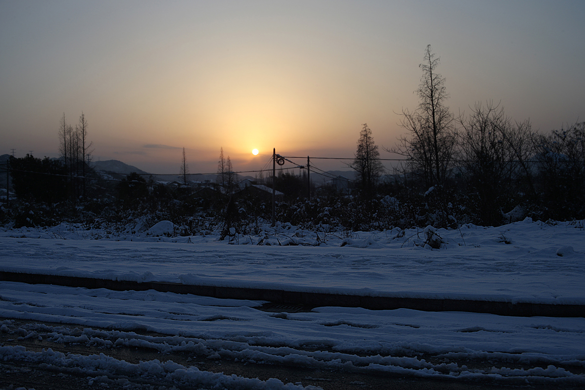 夕阳雪景