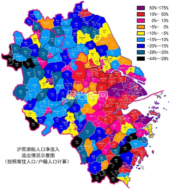 江浙沪皖人口流动情况,绍兴基本流入到越城和柯桥两区